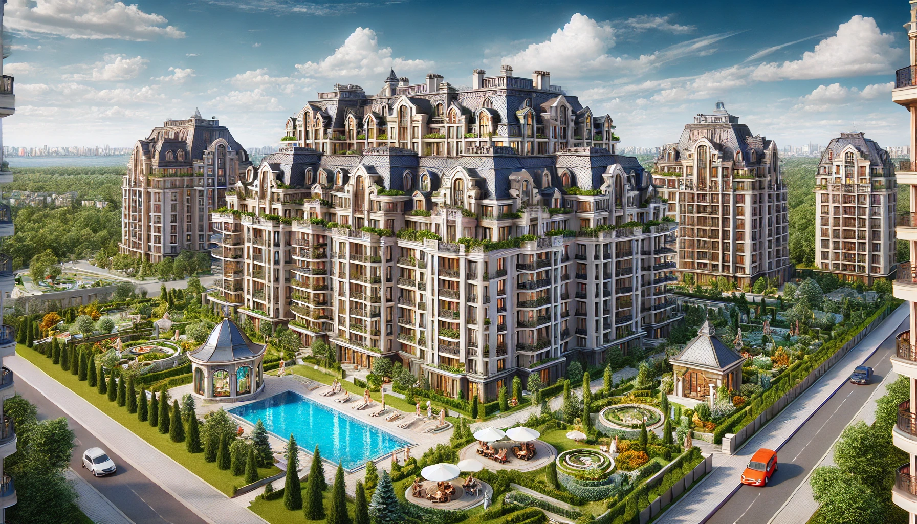 Комплекс _Вікторія Гарденс Резиденс__ сучасне житло преміум-класу з високими багатоповерховими будинками, великими панорамними вікнами, доглянутою тер. Пошук хати бот.